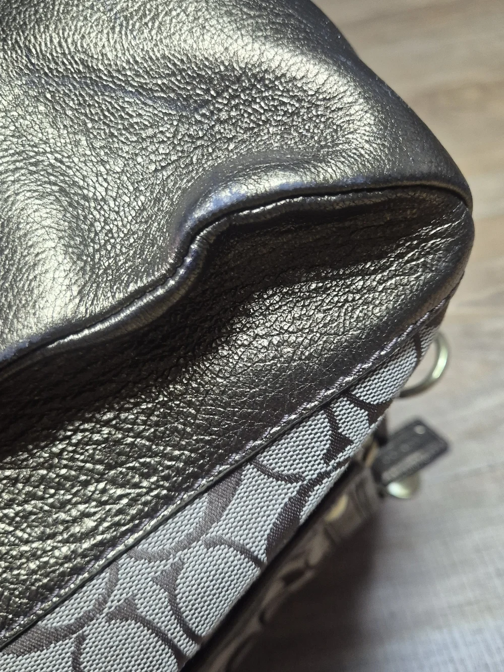 Coach Metallic Silver Signature Canvas Shoulder Bag
